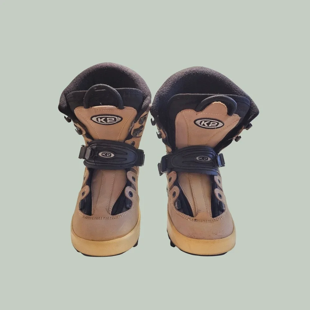 K2 Yak Women Snowboard Boots Clicker Step In Tan Black Size 8.5 EUR 39